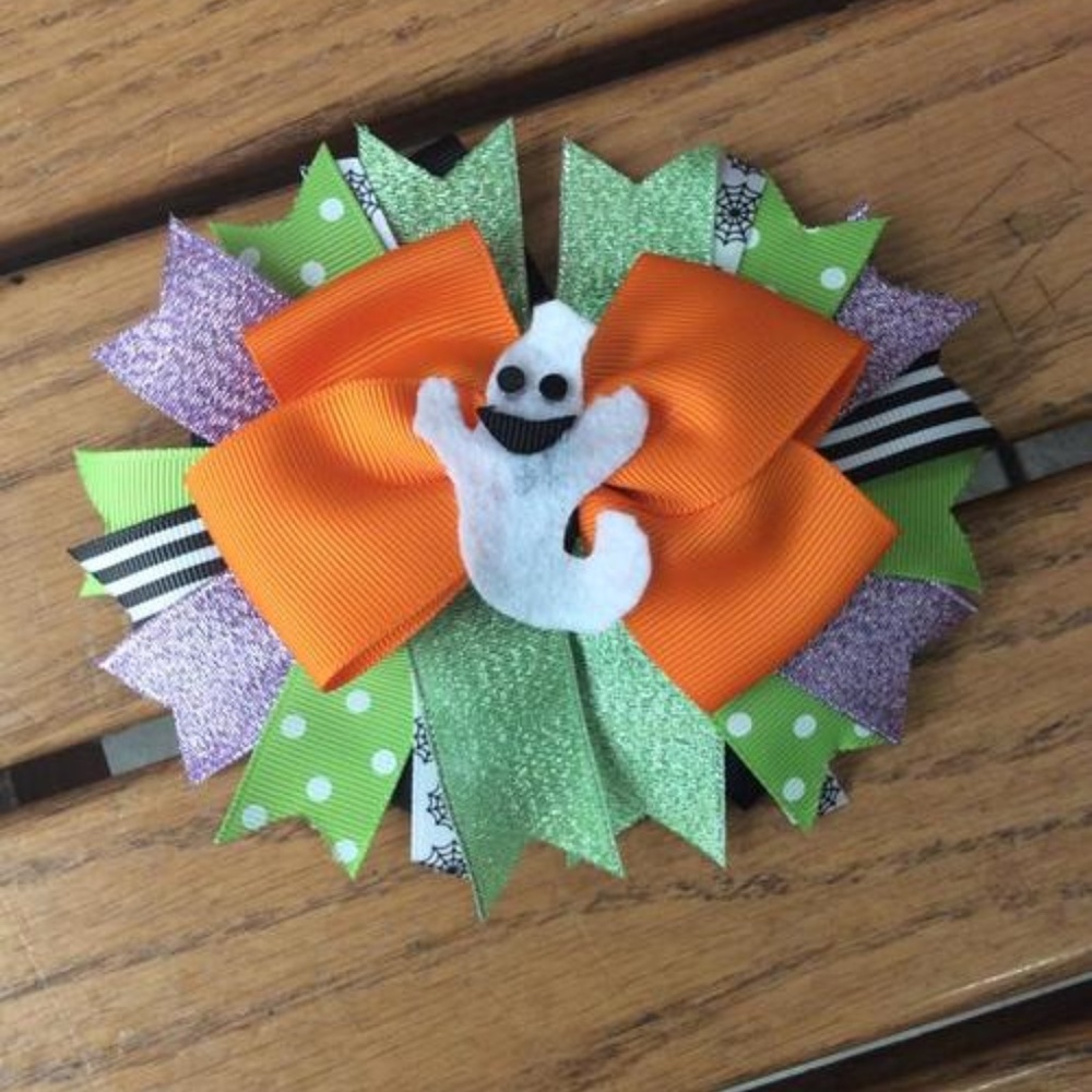 NEW Halloween Ghost Stacked Boutique Bow